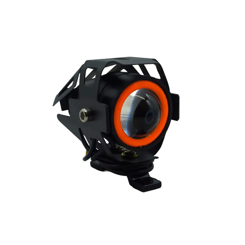 Faro Auxiliar U7 Mini Led Lupa 35mm Con Soporte Rojo