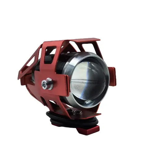 [FO-UN-009r] Faro Auxiliar U7 Led Univ Lupa p/ Manubrio Rojo